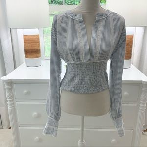 Free people blue and white striped top size large